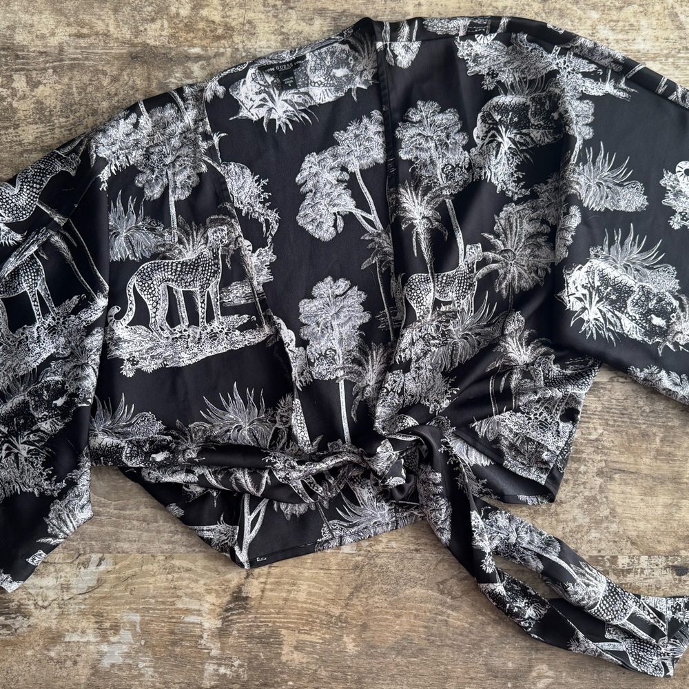 {Guess} Animal Print Wrap Top